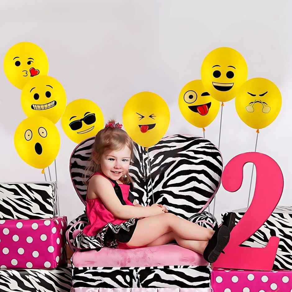 Party Propz Printed Face Expression Latex Rubber Balloon, Emoji Balloons | Yellow