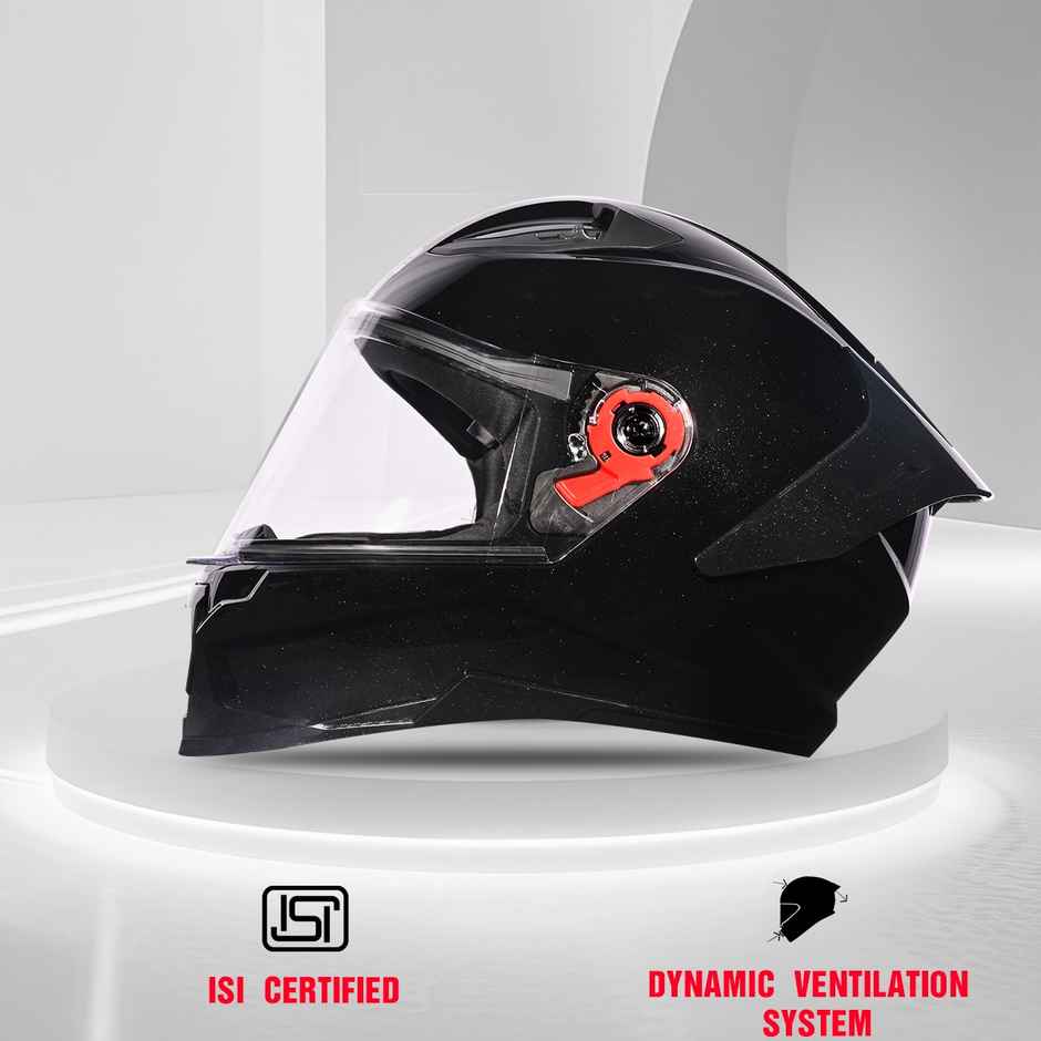 Studds Raider Super Isi Certified Full Face Helmet For Men And Women With Spoiler Visor (Black - L)