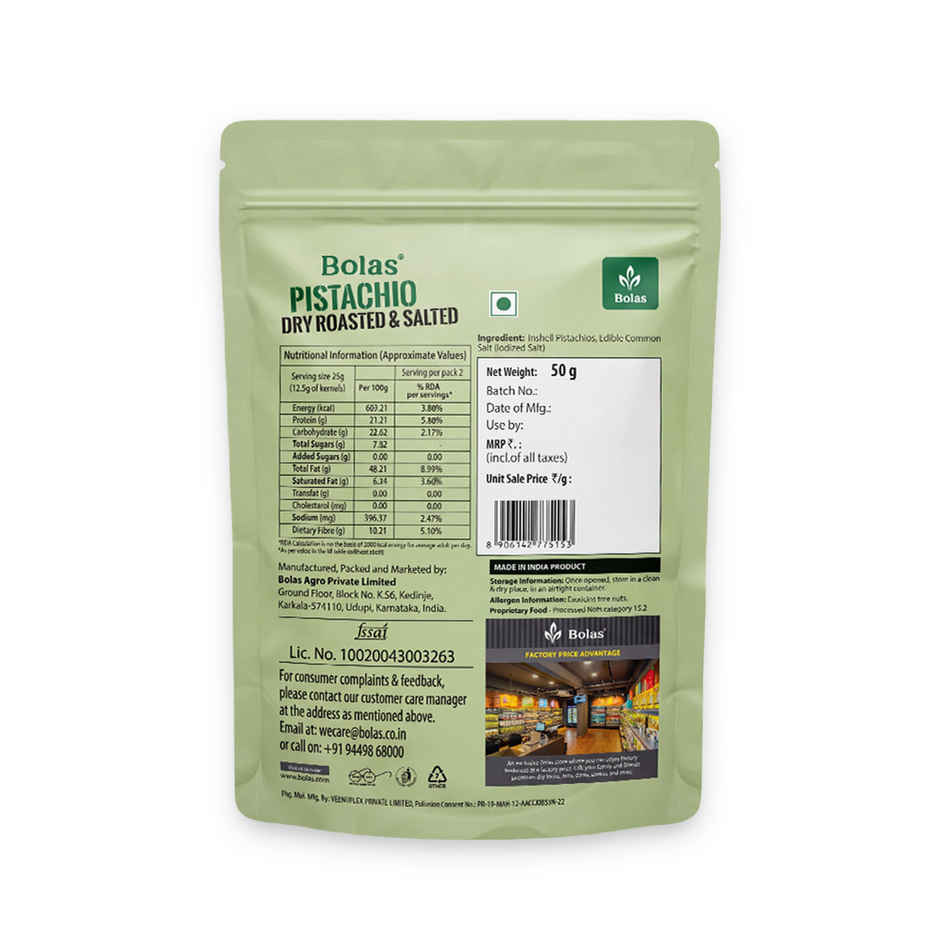 Bolas Pistachios Dry Roasted and Salted