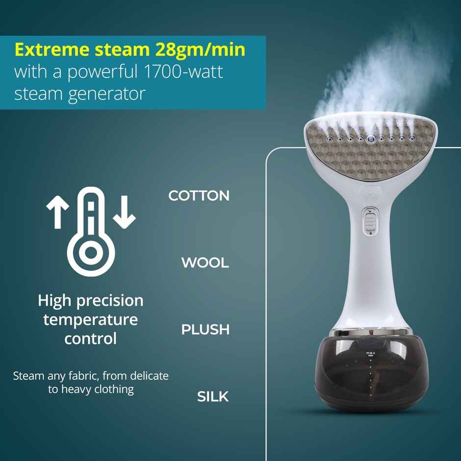 Balzano Garment Steamer 1700W For Cloth | 360 ml Tank | 30s Heat-Up | 28g | White