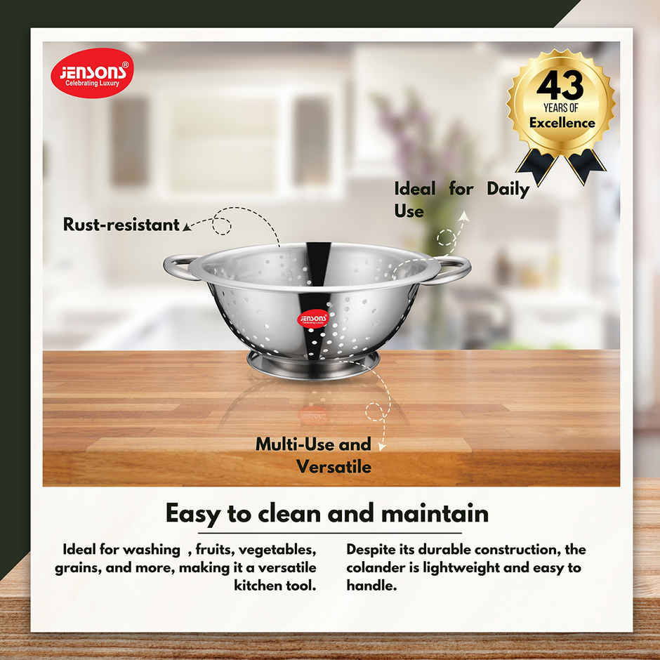 Jensons Stainless Steel Deep Colander 24 cm