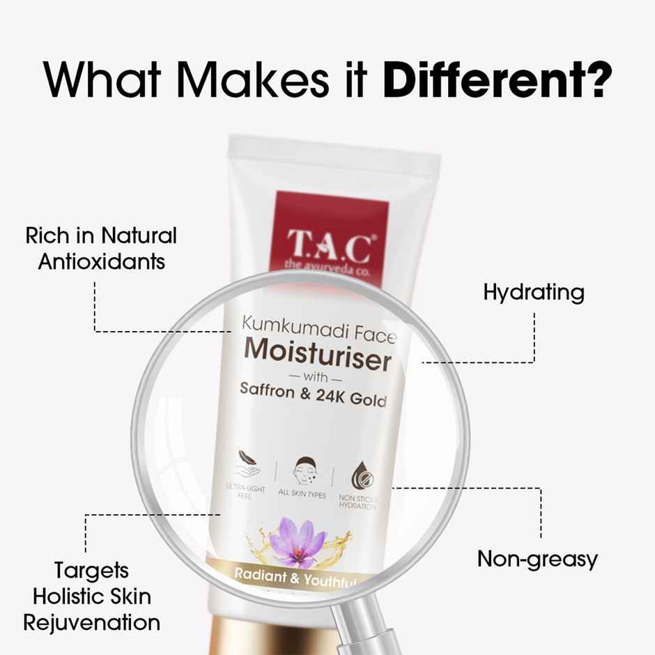TAC Kumkumadi Face Moisturiser With 24K for Dullness & Pigmentation All Skin Types
