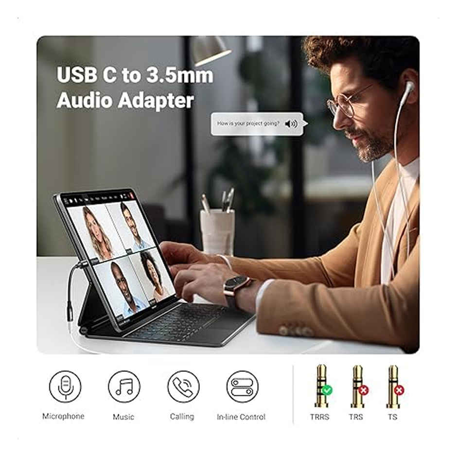 Ailkin Type-C to 3.5mm Audio Jack Connector|Adapter|DAC for Type-C Phones Headphones Converter|Grey