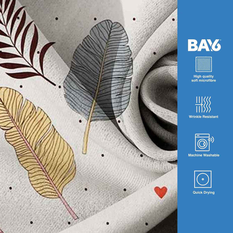 BAY6 120 GSM Leafy Print Double Bedsheet | With 2 Pillow Covers | Cream | 87 x 94 in
