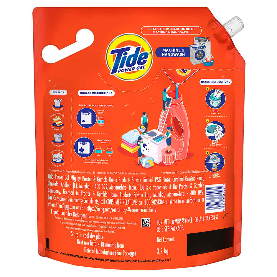 Tide Power Gel Liquid Detergent for Top Load & Front Load Washing Machine