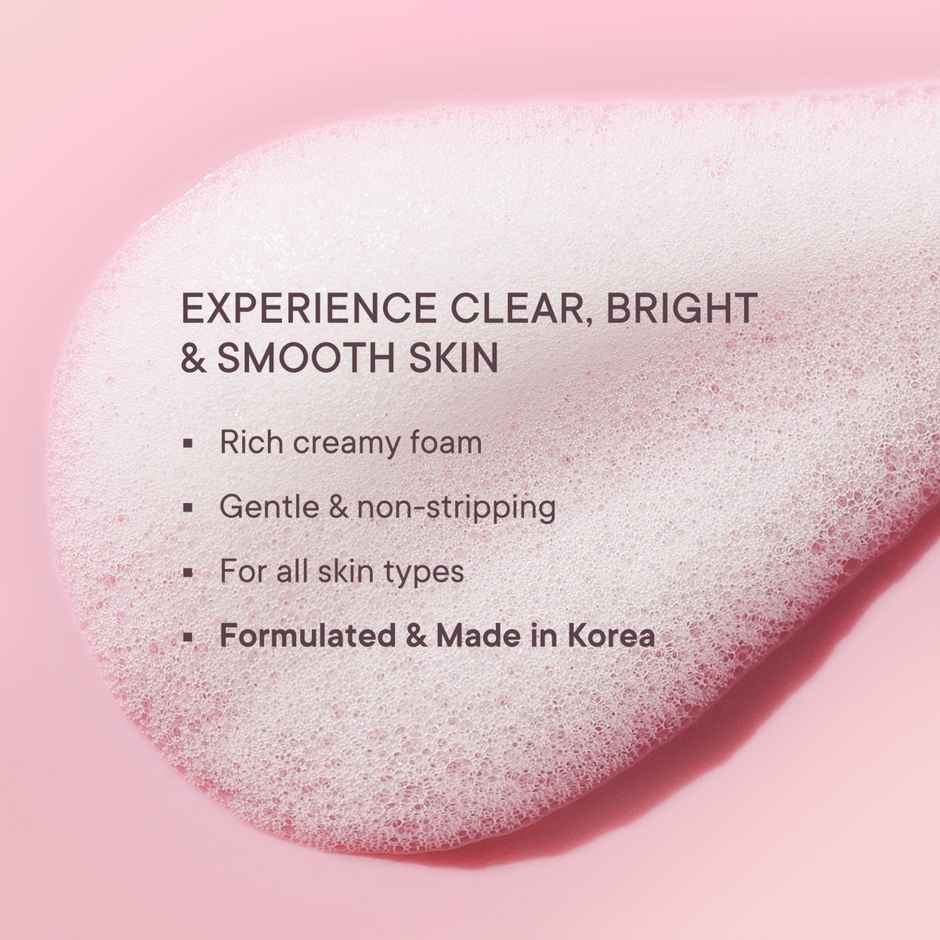 Quench Brightening Foam Face Wash Korean Cleanser for Instant Glow with Cherry Blossom & Pearl Extracts