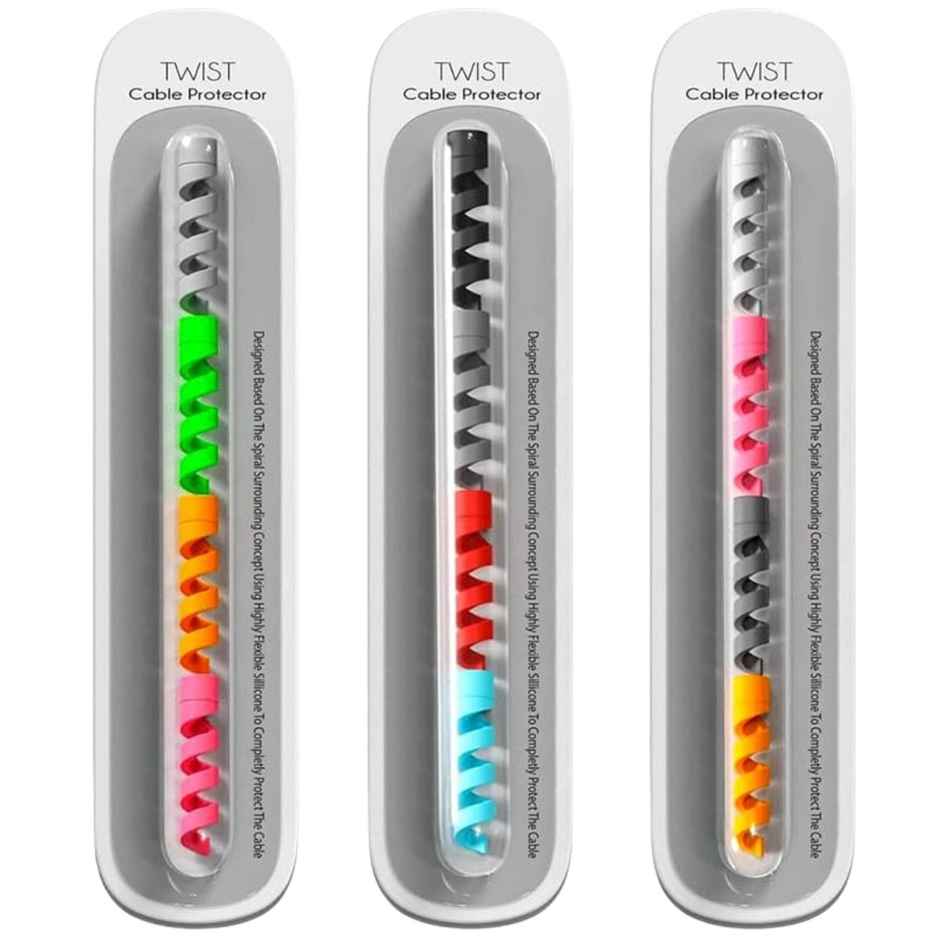 Ailkin Spiral Charger Cable Protector| Data Cable Saver| Set of 3| Assorted Protective Covers