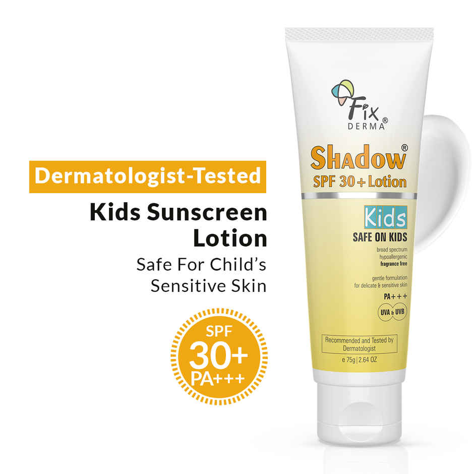 Fixderma Shadow Kids Sunscreen SPF 30+ PA+++ Lotion, Lightweight, UVA-UVB Protection