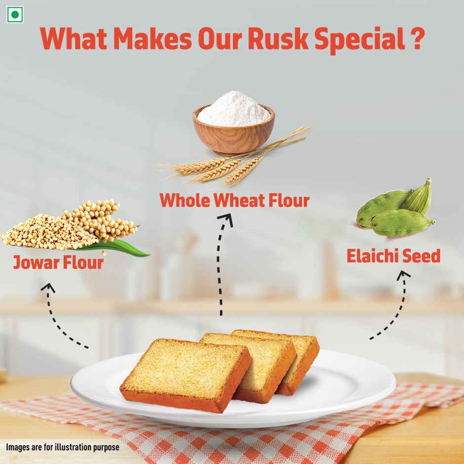 Tata Soulfull No Maida Elaichi Rusk, Whole Wheat Atta & Jowar, Crunchy Tea-Time Snack