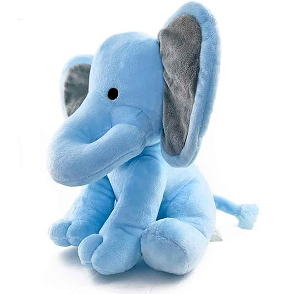 Babique Elephant Sitting Plush Soft Toy Cute Kids Animal Home Decor Boys/Girls (Blue, 30 cm)