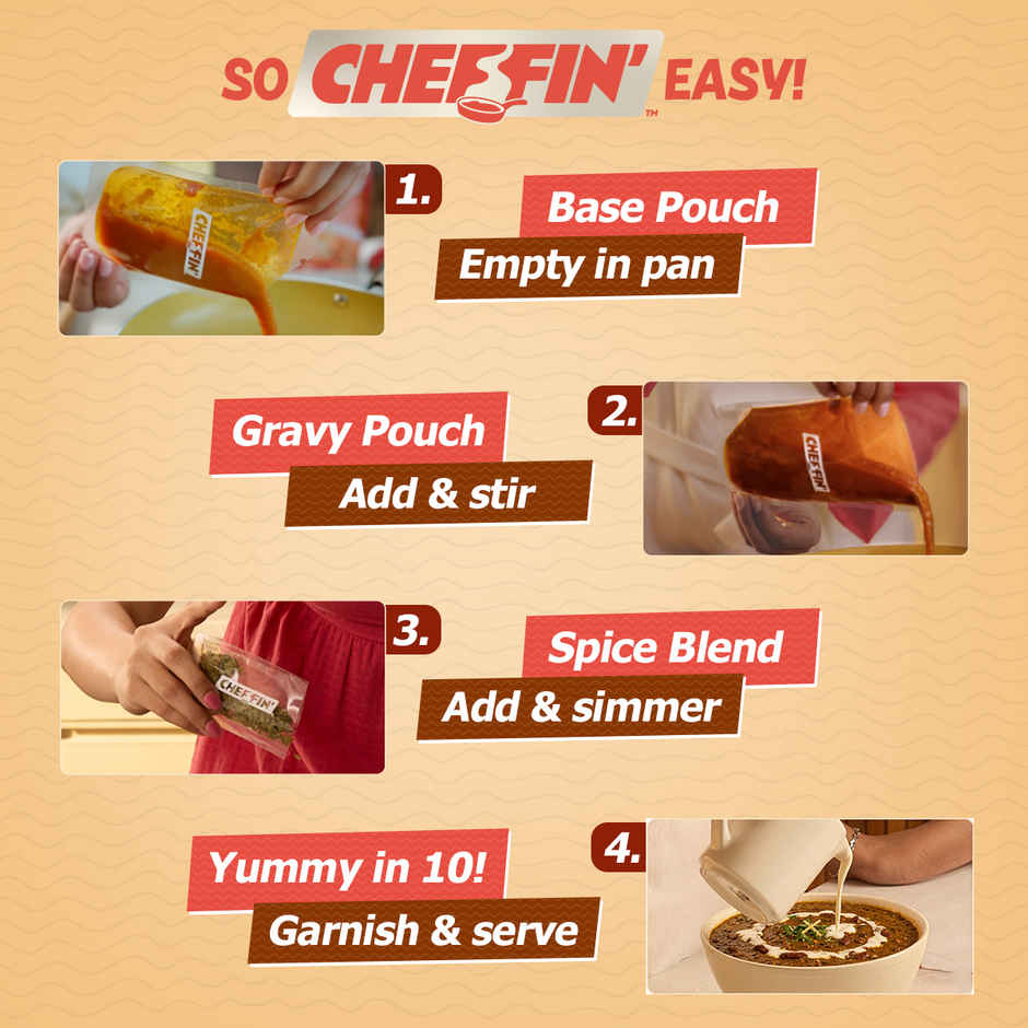 Cheffin' Dal Makhani | Gourmet Cooking Kit | Serves 2-3 | Ready in 10 Min
