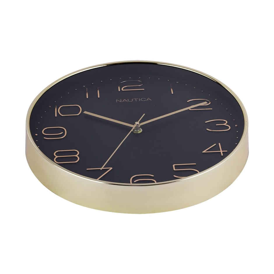 Nautica Modern Wall Clock For Stylish Home Quartz Sweep Technology Pc Size | Abs) Black/Rosegold
