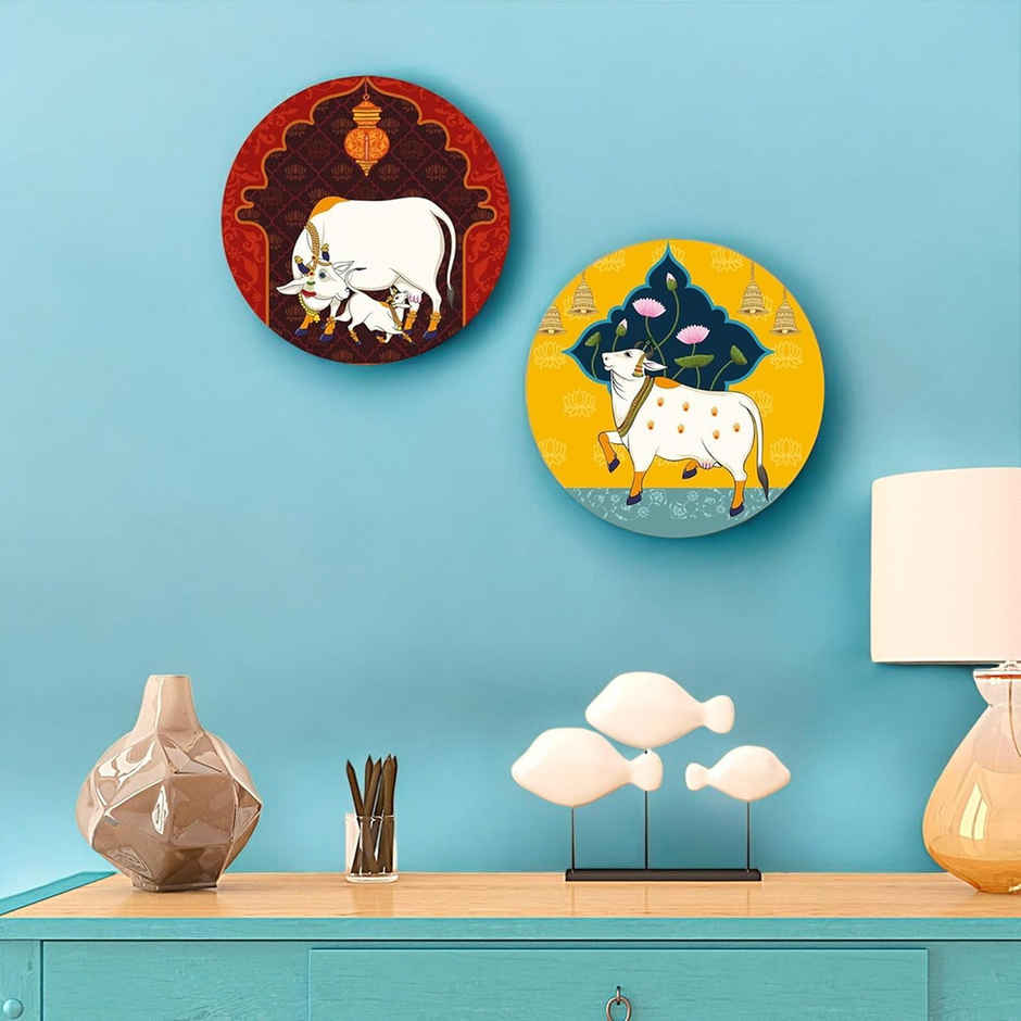 Indianara Set of 2 Beautiful Pichwai Round Shape Wall Painting