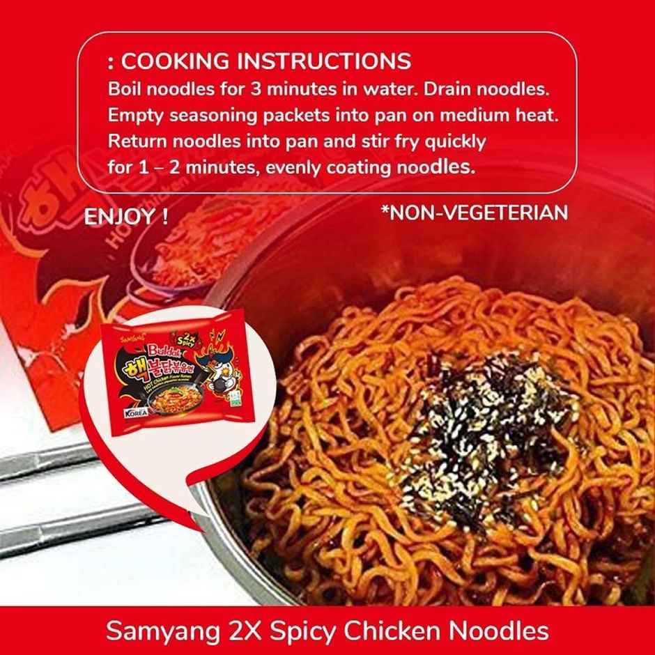 Samyang Korean 2x Spicy Hot Chicken Ramen Non Veg Combo