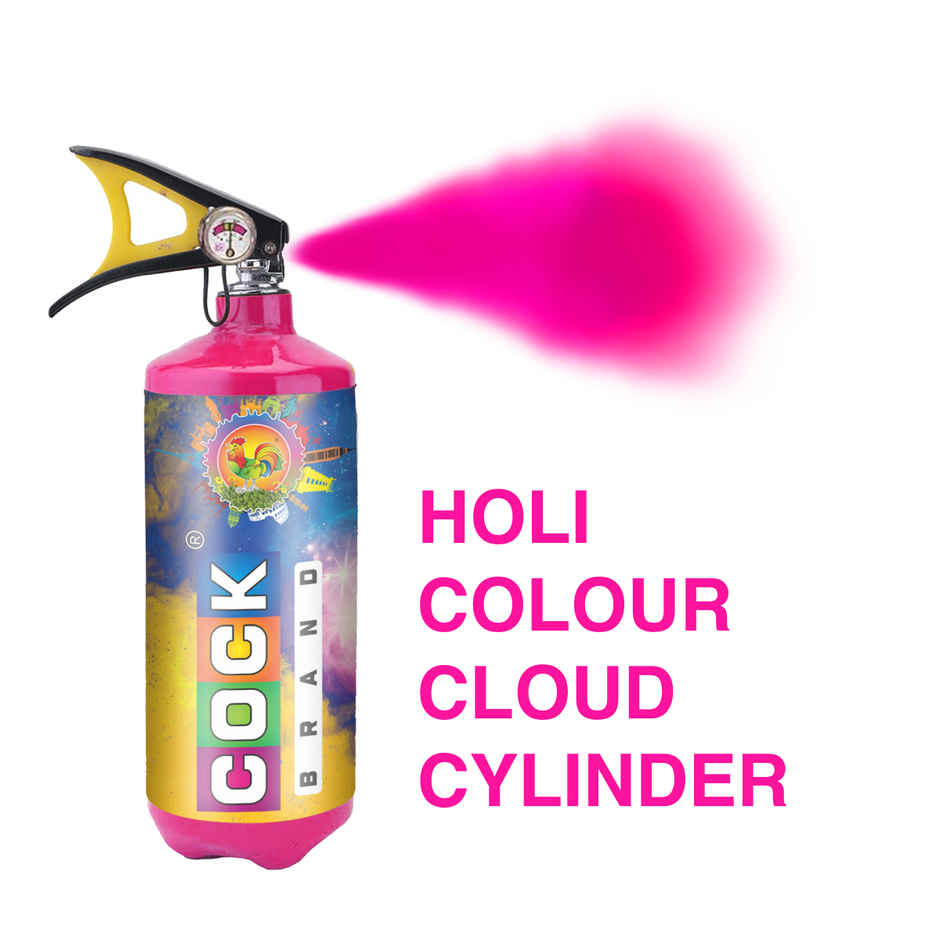 Holi Colour Cloud Cylinder Spray | Pink | 4 kg | Cock