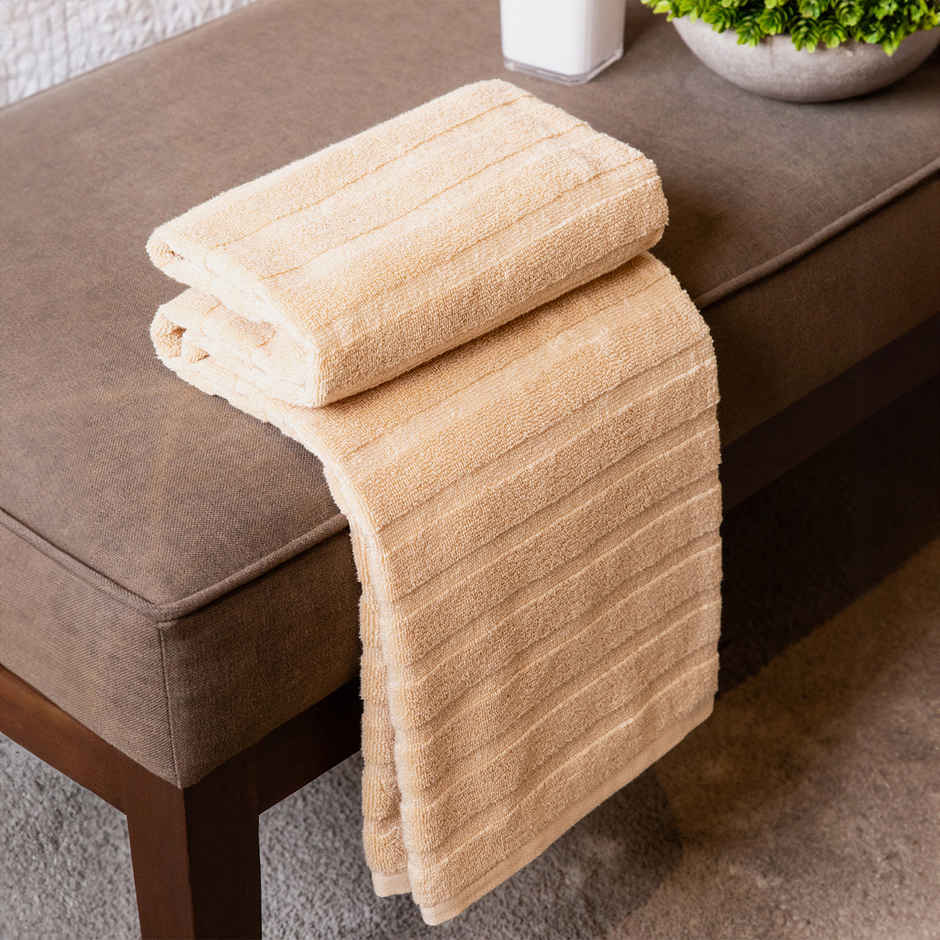 Mytrident Quick Dry Cotton Bath Towel | 28 x 56 in | Beige