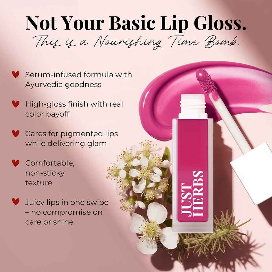 Just Herbs Serum Infused Lip Gloss (Deep Love) | Long-Lasting Shine