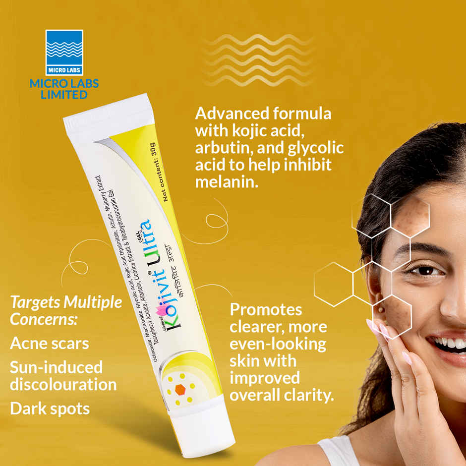 Kojivit Ultra Gel with Kojic Acid Dipalmitate, Niacinamide, Glycolic Acid For Dark Spots & Hyperpigmentation