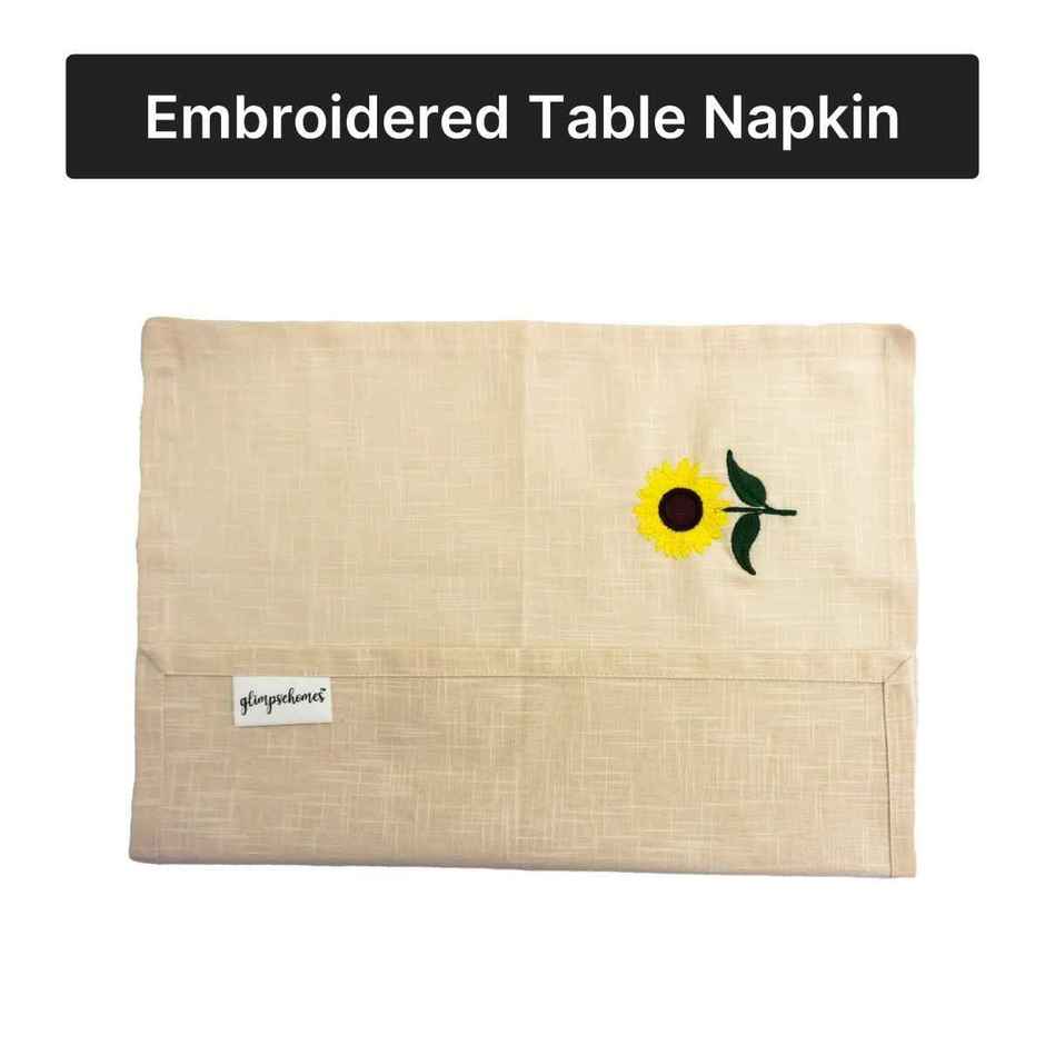 Glimpse Homes Amber Sunflower Cotton Slub Napkins | Set of 4