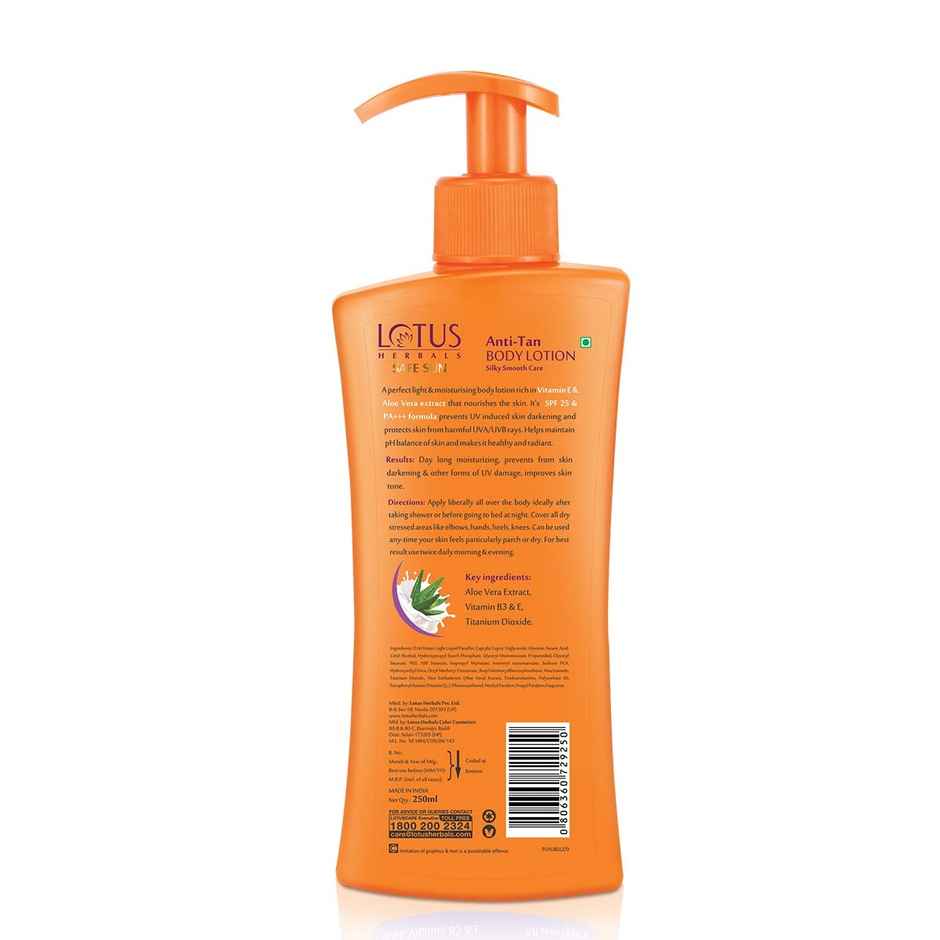 Lotus Herbals Safe Sun Anti-Tan Bodylotion - Silky Smooth Care SPF 25 PA+++ With Aloe Vera Extracts