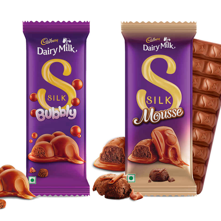 Cadbury Dairy Milk Silk Bubbly Chocolate 50 gms & Dairy Milk Silk Mousse Chocolate Bar 50 gms Combo