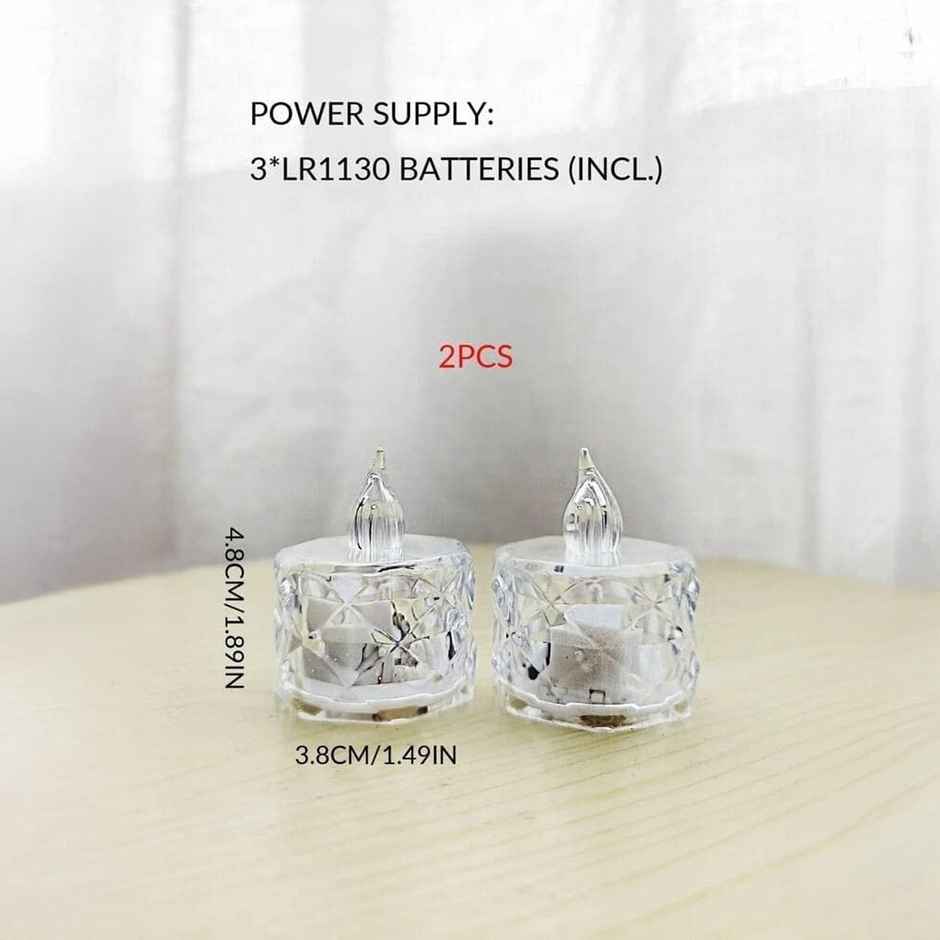 Perpetual LED Diya Candles Electric Flameless Smokeless Lights Pack of 12 Crystal Design