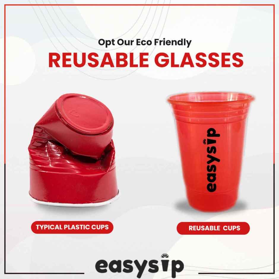 Easysip Premium Drinking Reusable Party Glasses | Multicolour - 400 ml