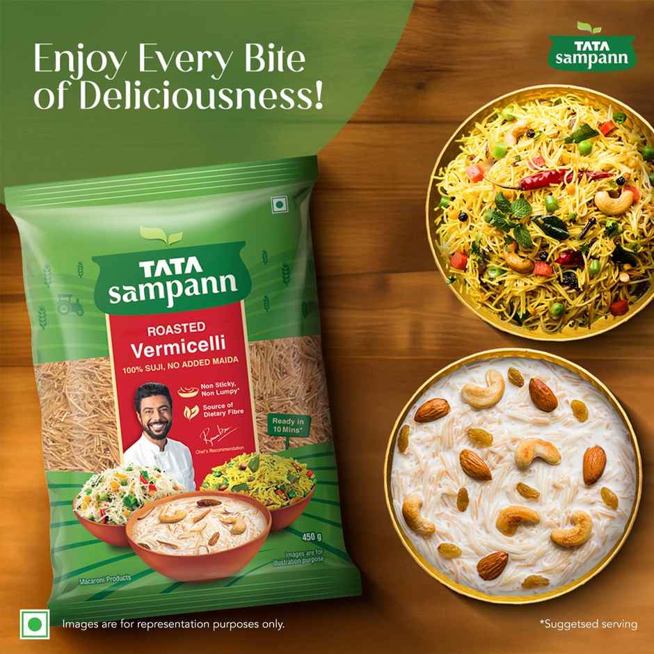 Tata Sampann Roasted Vermicelli | Protein Rich Seviyan | Made with Suji | No Added Maida