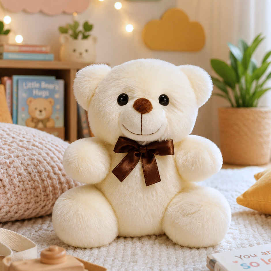 ToyTales Teddy Bear Soft Toy | Plushie Stuffed Animal Toys | Birthday Gift for Kids | Cream | 25cm