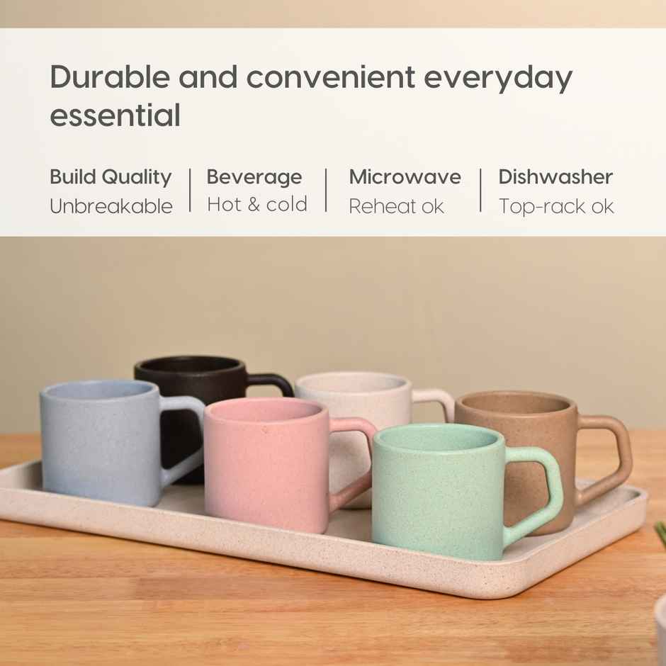 Eha Earth Friendly Tea & Coffee Cup | Rice Husk Biocomposite | Multicolour - 200 ml