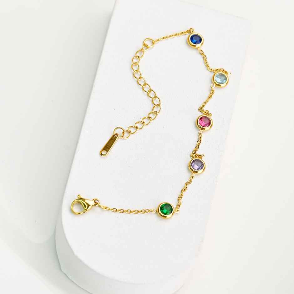 Palmonas Multi Crystal Charm Bracelet for Women | Waterproof and Anti-Tarnish
