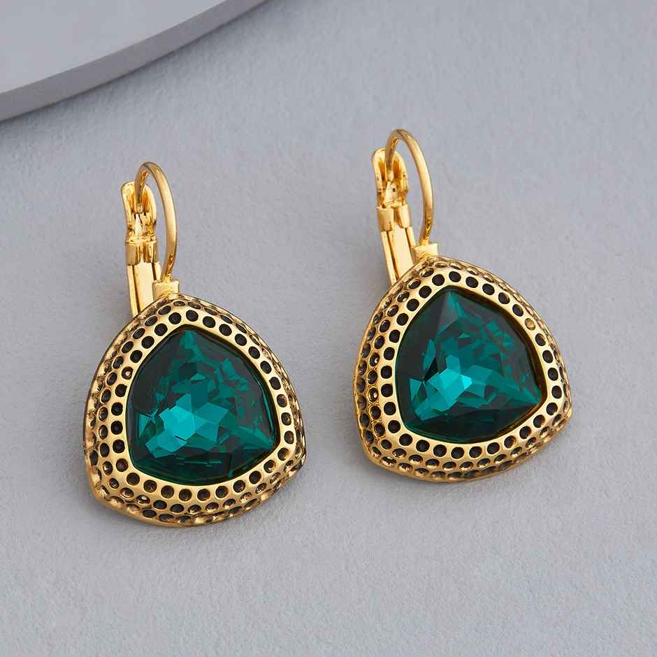 Kushal s Fashion Jewellery Green Gold-Plated Party Trendy Zircon Earring | 420618