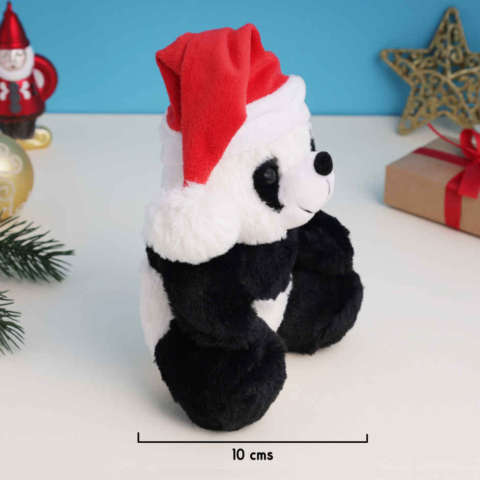 Fluffy Panda Soft Toy with Santa Hat - Christmas and Secret Santa Gift