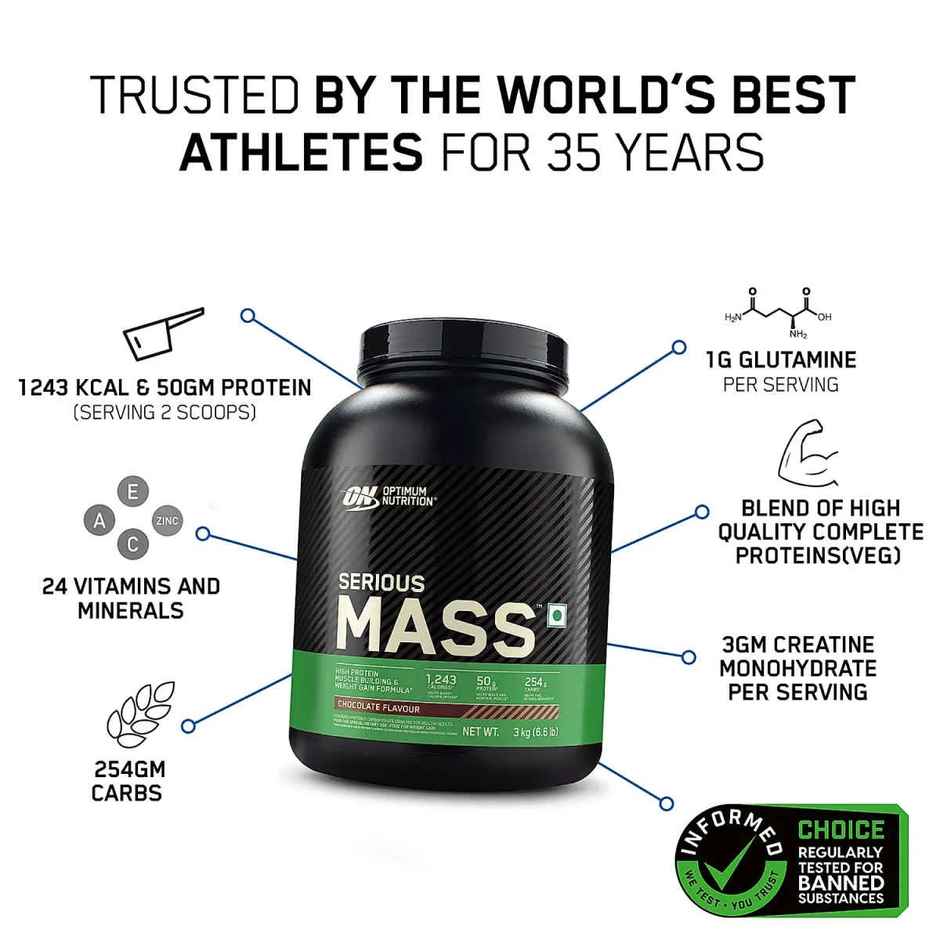 Optimum Nutrition Serious Mass Weight Gainer Powder High Protein & Calories Vegetarian Chocolate