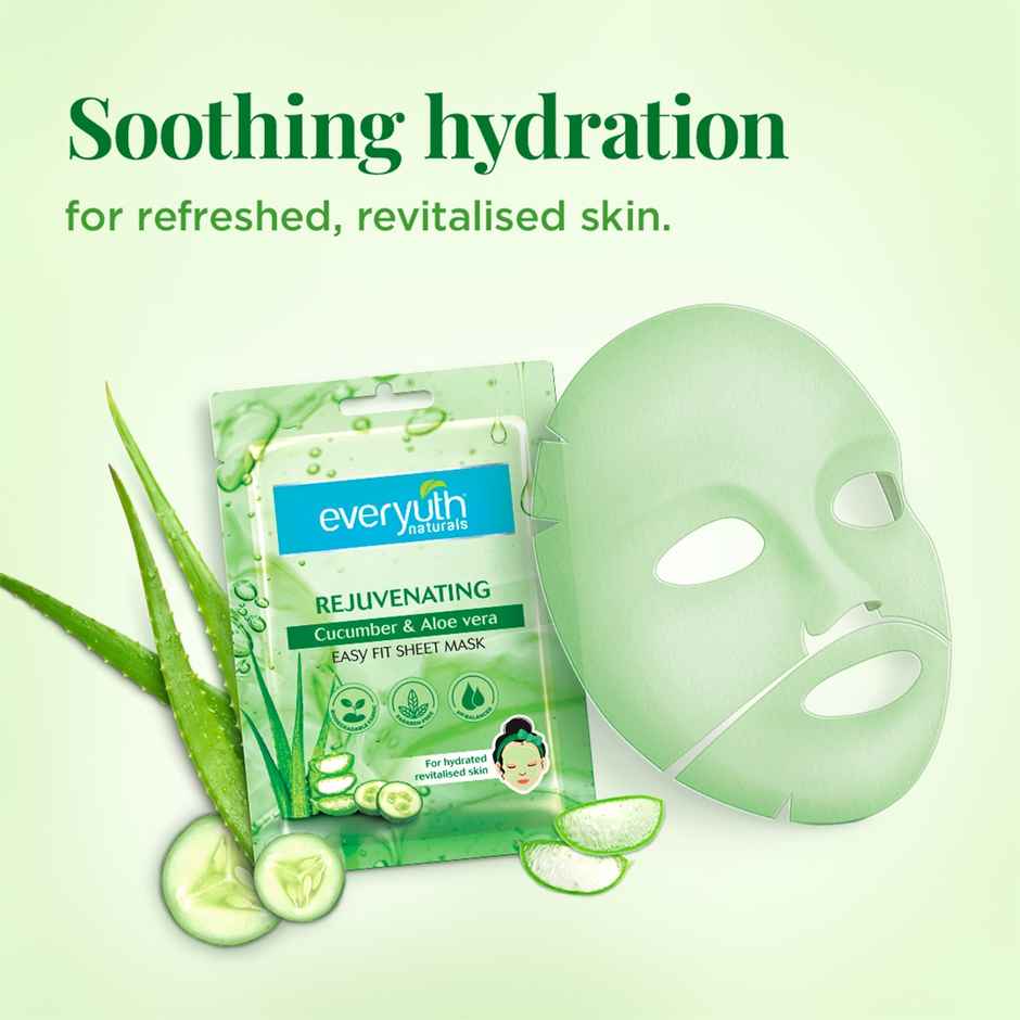 Everyuth Naturals Rejuvenating Cucumber | Aloe Vera Easy Fit Sheet Mask