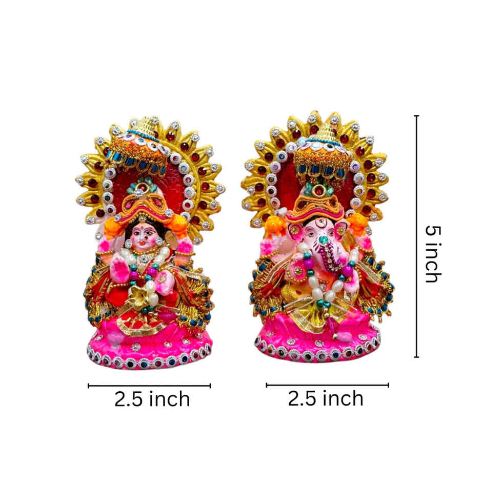 Lakshmi Ganesh Idol | Diwali Puja Chakra | 5 inch | DiaCraft