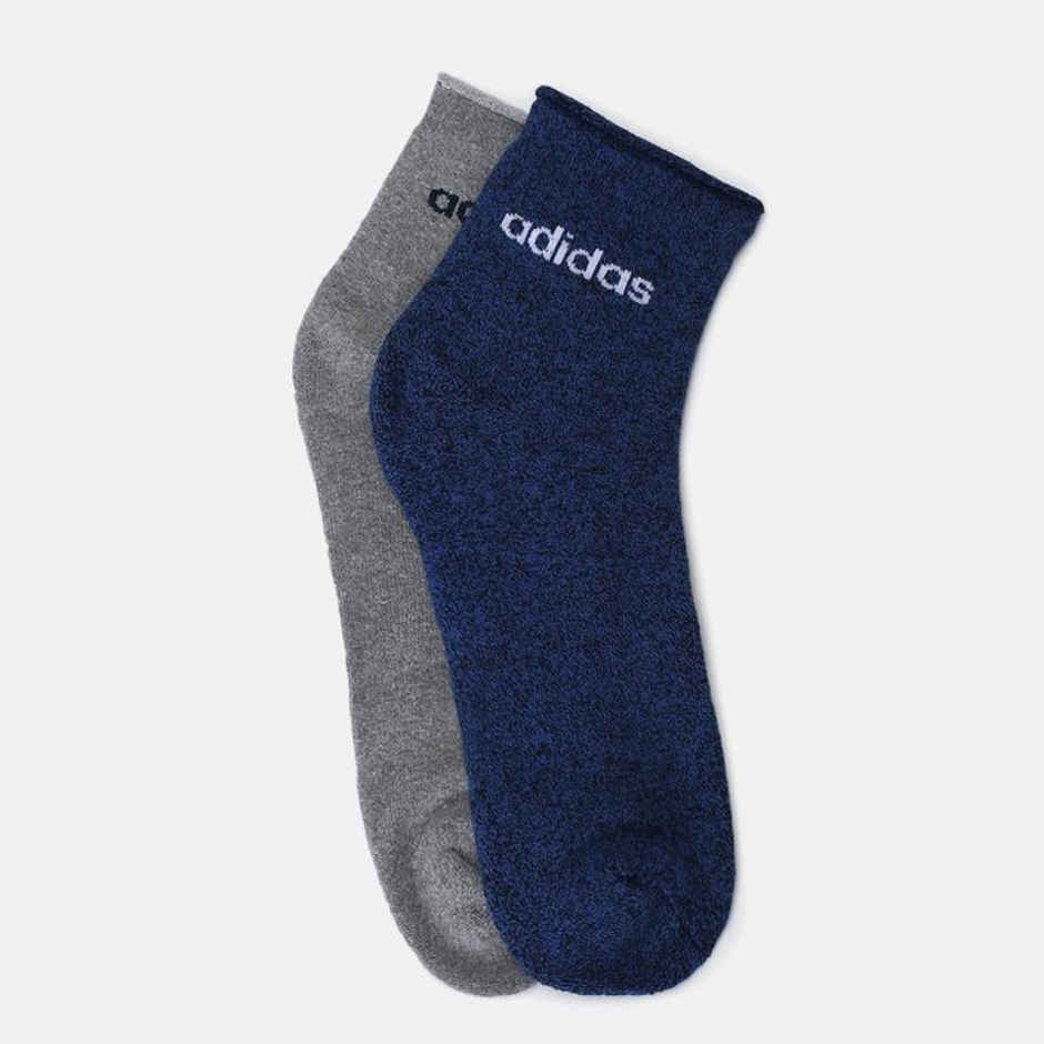 Adidas Men's Full Cushion Ankle Socks | One Size | Dark Blue & Grey Melange