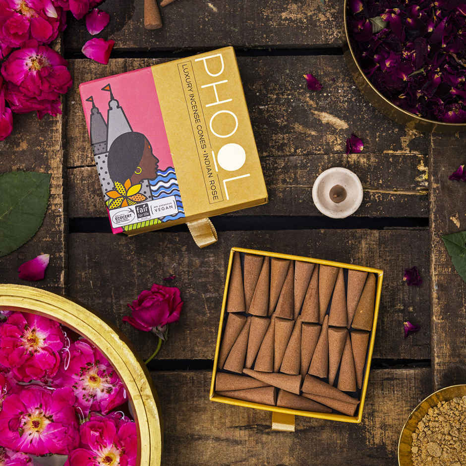 Phool Indian Rose Dhoop Cones 100% Natural Certified
