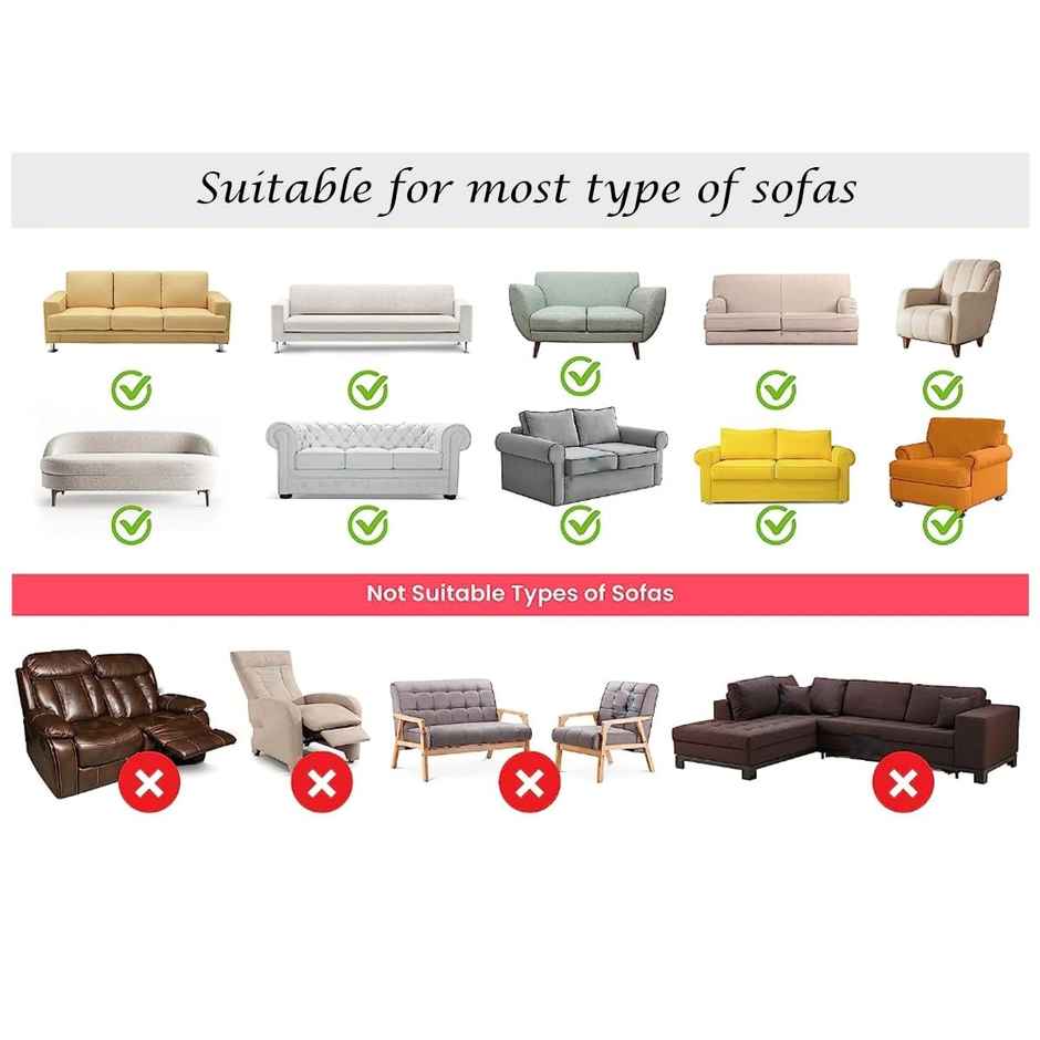 Stitchnest Peach Quilted Velvet 3 Seater Sofa Protector