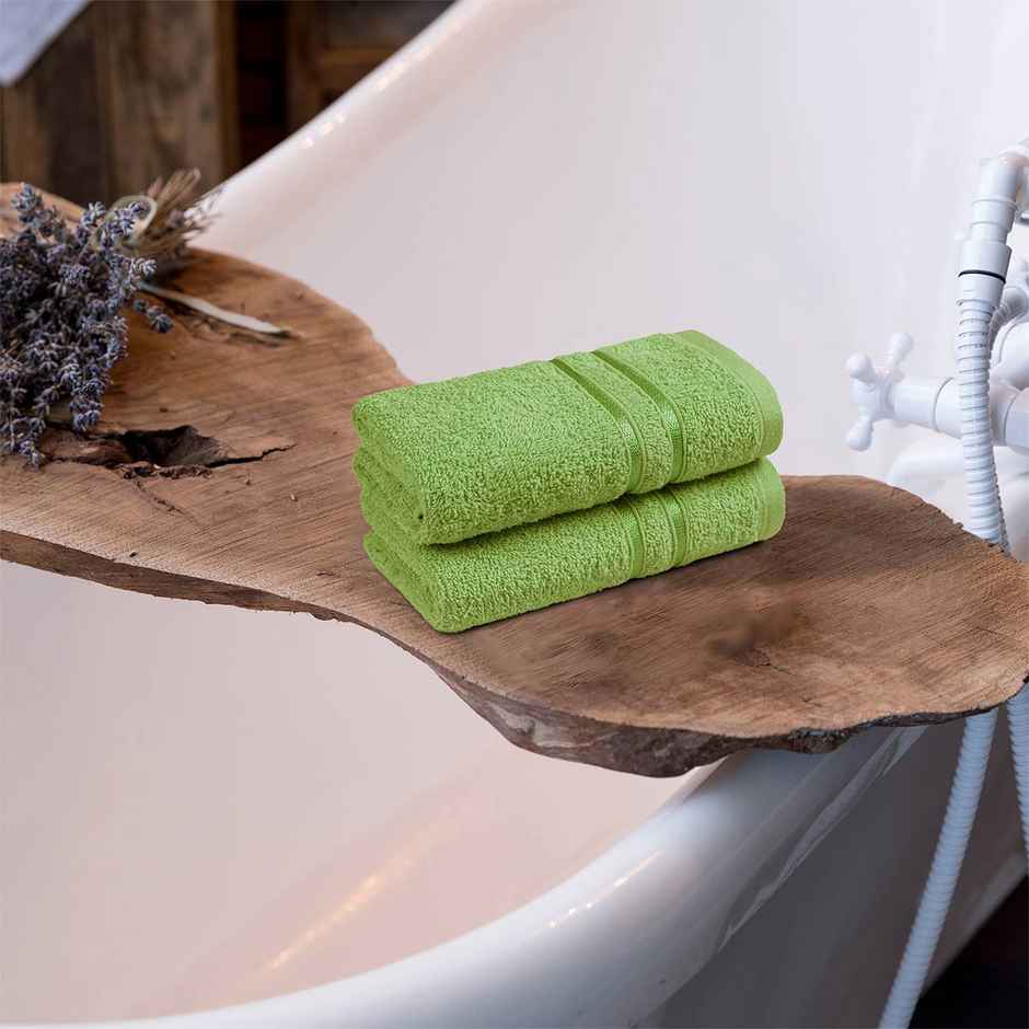 Home Elegance by myTrident Comfort Living 100% Cotton Hand Towel Set | 40cm x 60cm | 400 GSM | Lime Green