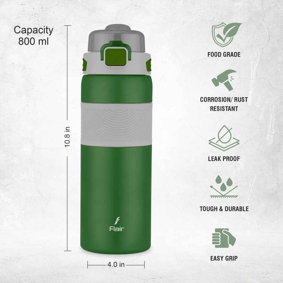 Flair Onyx Vacuum Insulated Stainless Steel Water Bottle 800 ml | Green