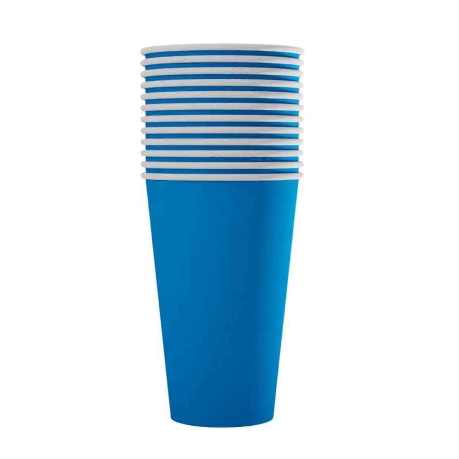Thick Paper Beer Pong Party Glass | Blue | 450 ml | Pack of 10 | Naturepac