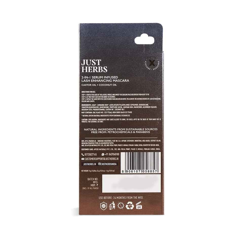 Just Herbs 2In1Lash Enhancing Serum Infused Smudge Proof Clump Free Mascara