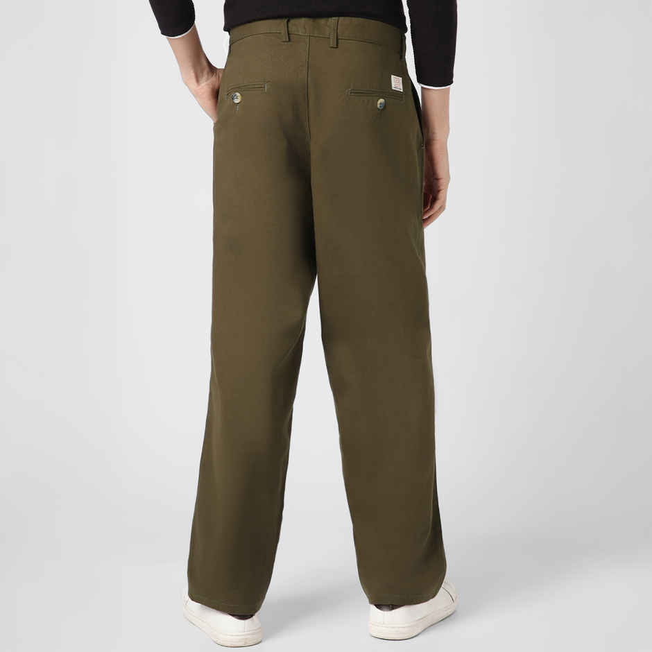 Urbano Fashion Men's Chino Trousers Loose Baggy Fit Solid Non-Stretchable | Dark Olive | 32