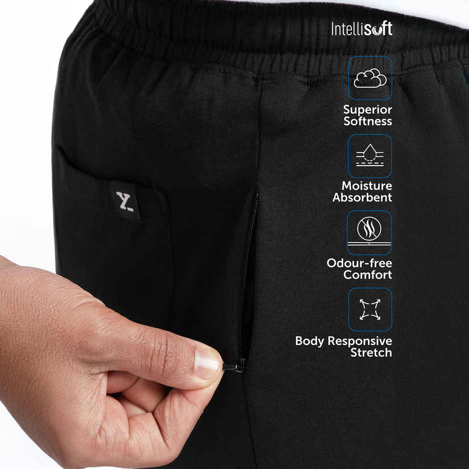 XYXX Ace IntelliSoft Cotton Modal Solid Loungewear Relaxed Fit | 2 Zipper Side pockets | Black- S