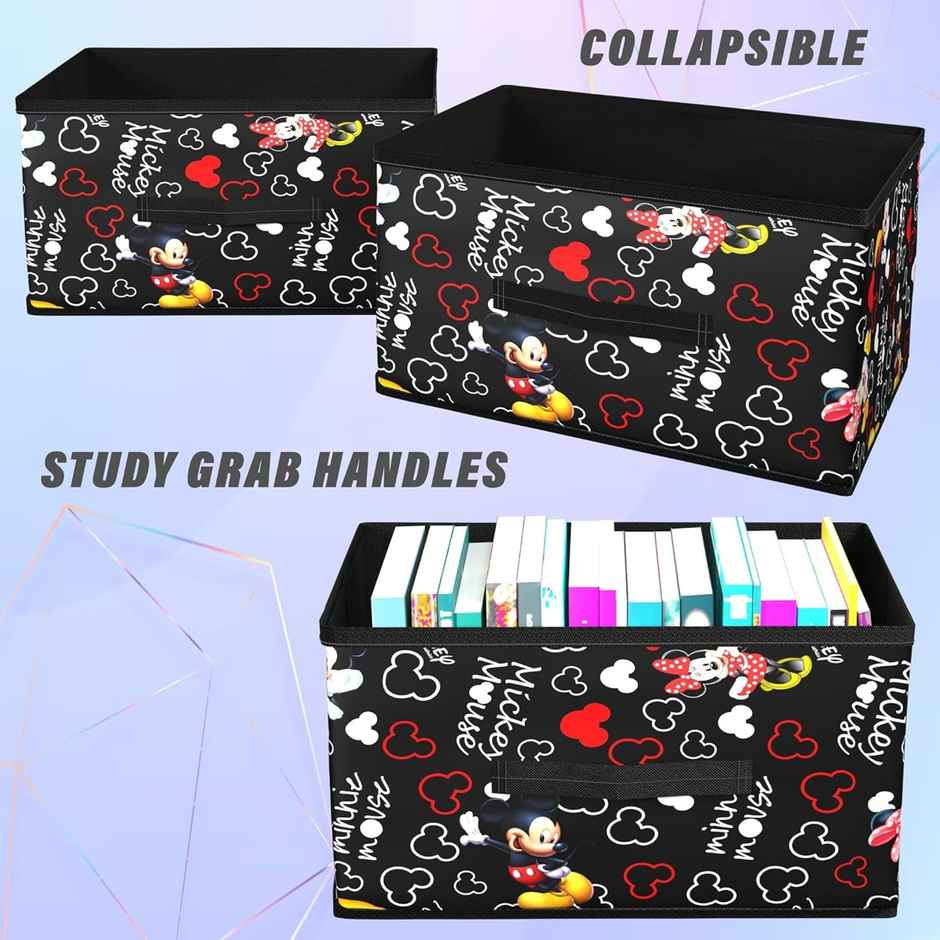 Kuber Industries Foldable Disney Mickey Storage Box|Toy Box Storage For Kids| Black