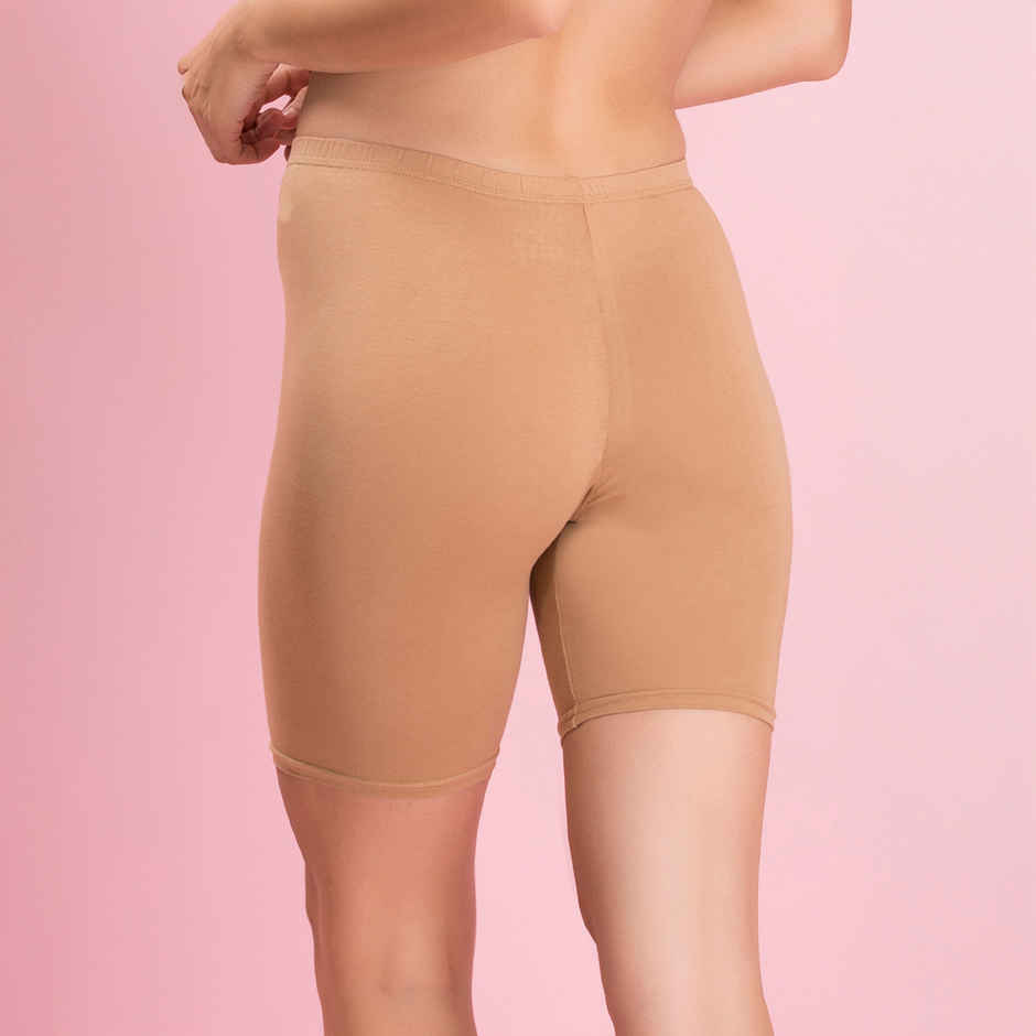 Clovia Cotton Mid Waist Cycling Shorts With Inner Elastic(Nude - Xxl)
