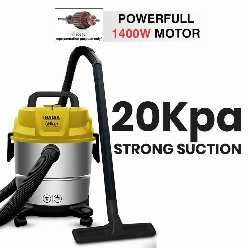 INALSA Wet and Dry Vacuum Cleaner WD 15 ltr ,1400 W, 20 kPa Suction , Blower Function,HEPA Filter