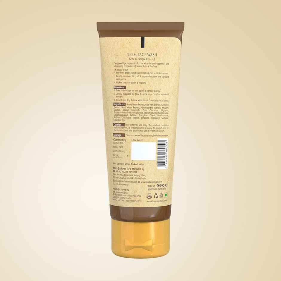 Khadi Essentials Neem Face Wash Clears Acne & Pigmentation | Balances Sebum