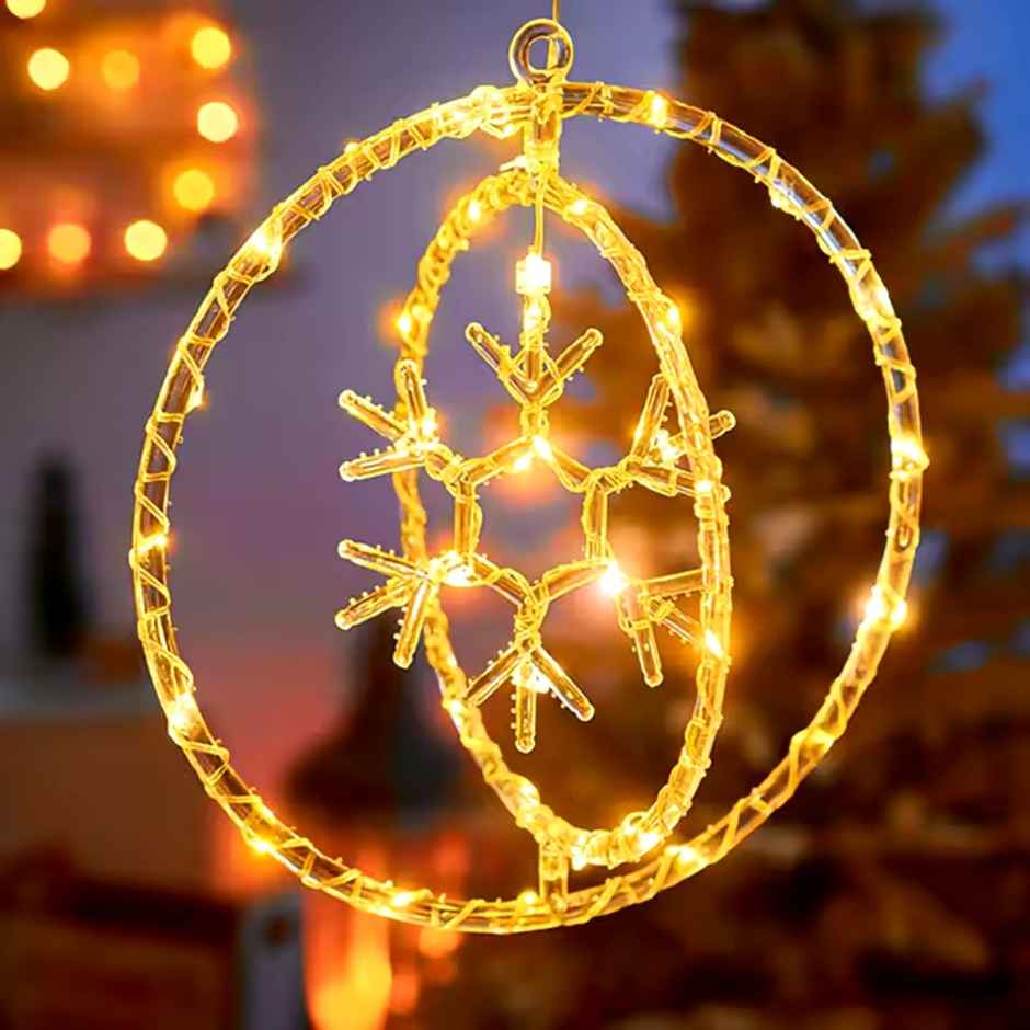 DesiDiya Christmas Decoration LED Hanging Light - Ring Snowflakes Shape for Decoration